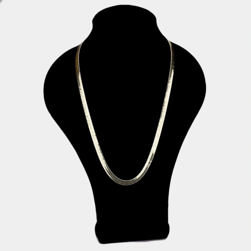 14K Gold Plated Herringbone Chain Metal Necklace